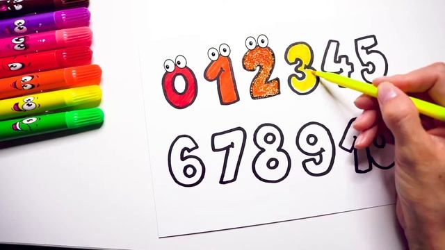 Как нарисовать ЦИФРЫ. Мультик раскраска ЦИФРЫ для детей. Раскраски малышам смотреть онлайн