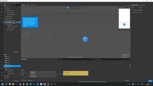 Как сделать переключение анимации у 3D объекта персонажа в Spark AR + подготовка анимации в Maximo