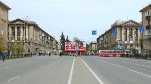 Магнитогорск, проспект Ленина, идём по центру дороги, Ленинский район (09.05.2022)
