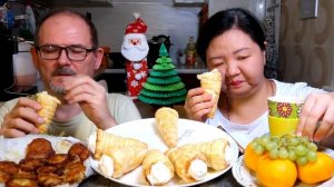 Мукбанг Трубочки с заварным кремом / Легкий завтрак или ужин? / Mukbang Custard Rolls