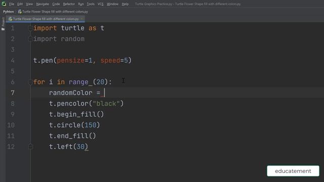 Draw 3D Shape with different colors in Python Turtle Graphics (Python Turtle Projects) #educatement