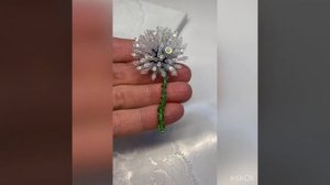 Брошь одуванчик из бисера бусин ручной работы | белый нежный пушистый одуванчик | brooch dandelion