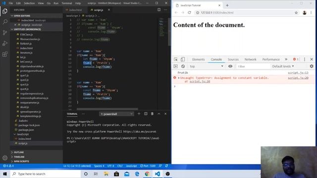 Lecture 6.5: let vs var | let keyword | JavaScript ES6 Variables