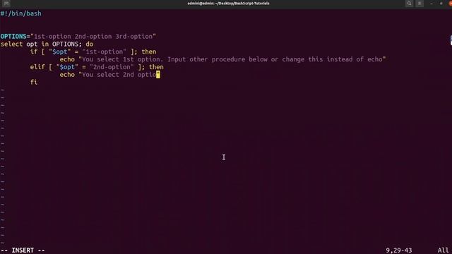 Bash script select options смотреть онлайн