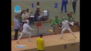 La flèche attaque in the sabre fencing (Olympic Games 1980, Moscow)