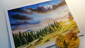 Осенний лес АКВАРЕЛЬЮ // Autumn forest WATERCOLOR