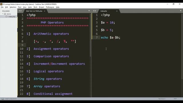 #5 PHP Operators  PART 01 | PHP Tutorial | PHP Programming | PHP for Beginners |  PHP Fundamentals