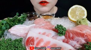 ASMR 참치회 먹방 배꼽살 뱃살 RAW TUNA SASHIMI (EATING SOUNDS) MUKBANG 咀嚼音 生鱼片 刺身 さしみ マグロ شريحة السمك النيئة