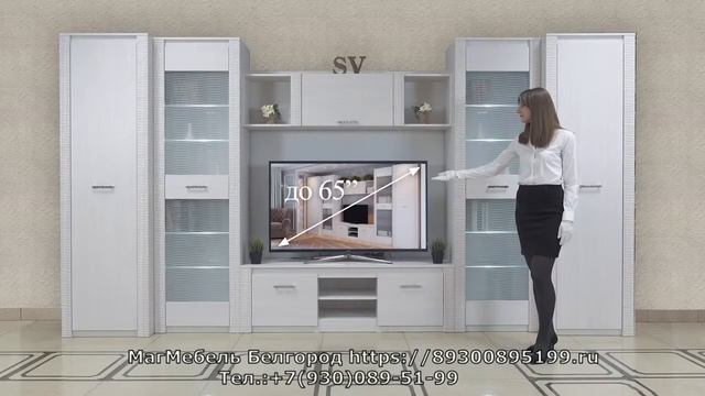 Видеообзор модульной гостиной Гамма-20 (ясень анкор светлый) СВМебель