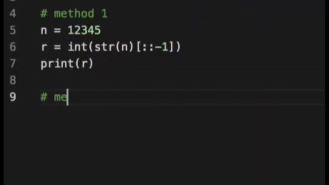Two ways of solving a task in Python. The task is to flip an integer number, i.e., get 54321