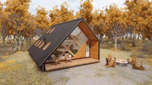 Дизайн домика с А-образной рамой - дом из морских контейнеров