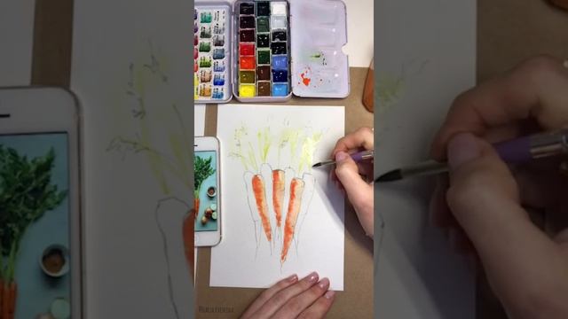 Морковки. Урок акварели смотреть онлайн