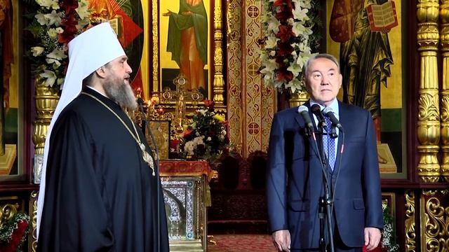 Визит президента РК Н.А.Назарбаева в Вознесенский собор Алматы смотреть онлайн