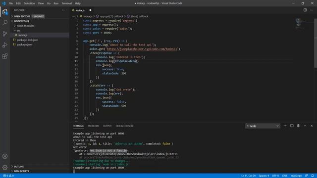 res.json, res.status, res.redirect, res.render, res.send is not a function in express JS & Node JS смотреть онлайн