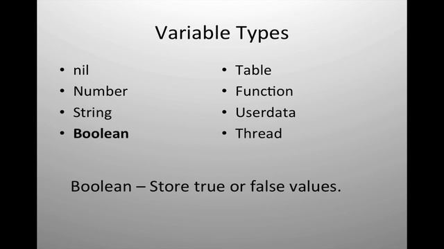 Learning Lua: Creating Variables and Variable Types in Lua