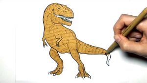 Рисуем и раскрашиваем Тираннозавра Рекса - цветная раскраска с динозавром из Парка Юрского периода!
