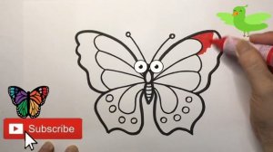 Bolalar uchun kapalak rasm chizish | How To Draw Butterfly for Kids | рисуем бабочку для детей