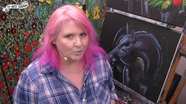Black Christmas Stallion Acrylic Tutorial step by step Beginners  | TheArtSherpa