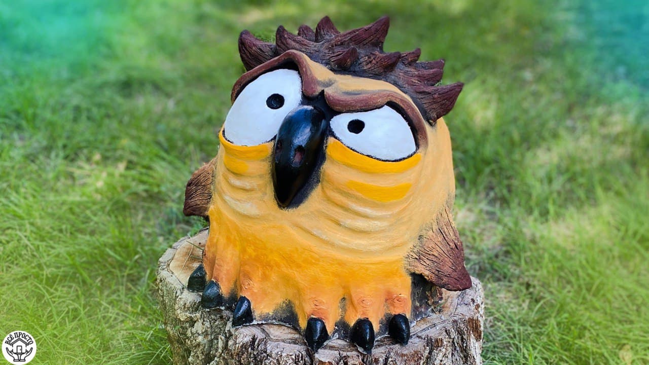 Примудрённая СОВА из ЦЕМЕНТА своими руками | Поделки из цемента. смотреть онлайн