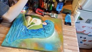 Картина из ткани / Объёмная картина/Техника акриловой живописи /Acrylic painting technique