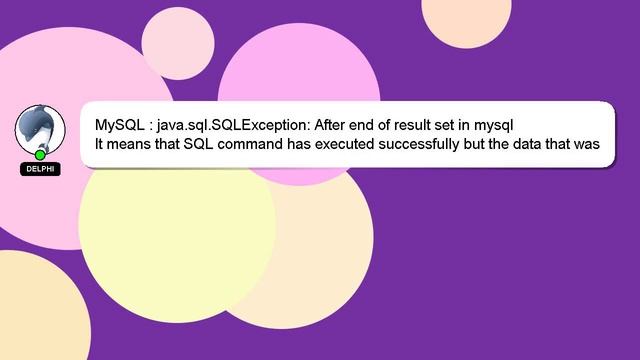 MySQL : java.sql.SQLException: After end of result set in mysql смотреть онлайн