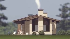 Проект уютного кирпичного дома с террасой и зоной барбекю