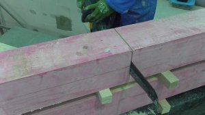 Торцовка бруса 200х200 под 90*   Как и чем?  Просто и точно!