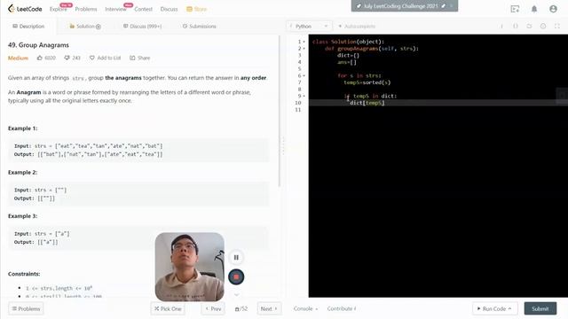 LeetCode 49. Group Anagrams | Hash Table | Sorting | String |Python | FAANG Coding | Top 1% Solutio