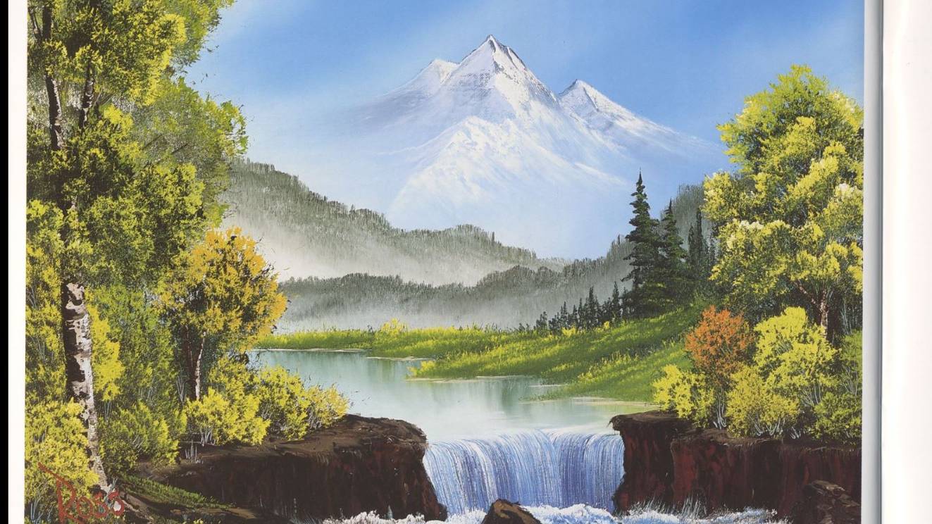 bob ross joy of painting 02x12 - mountain waterfall