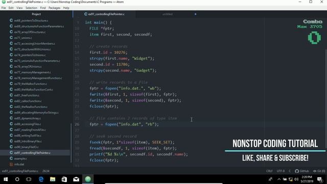 Controlling The File Pointer Easiest Way To Learn C With Atom Editor In Windows 10 #93 ►▼◄ смотреть онлайн