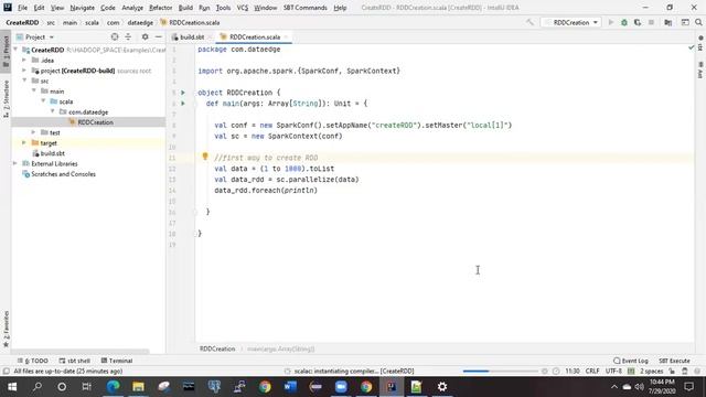 how to create RDD in spark scala using intellij idea || DataEdge Systems Inc смотреть онлайн