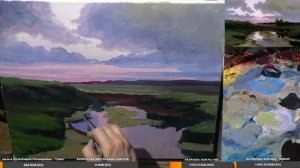 Урок живописи маслом. Как нарисовать закат, летний пейзаж маслом.
