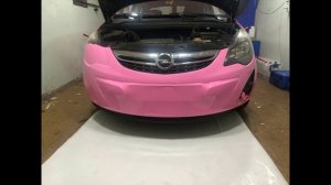 Оклейка переднего бампера Opel Corsa (Time-lapse)