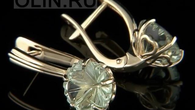 Сережки золотые с празиолитом "Фантазия" смотреть онлайн