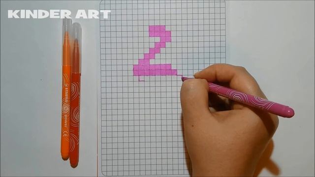Как нарисовать фламинго - Рисунки по клеточкам | How to draw a flamingo - Pixel art
