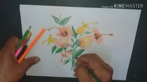 Drawing flowers using wooden colors.Рисование цветов с использованием деревянных цветов.رسم زهور با