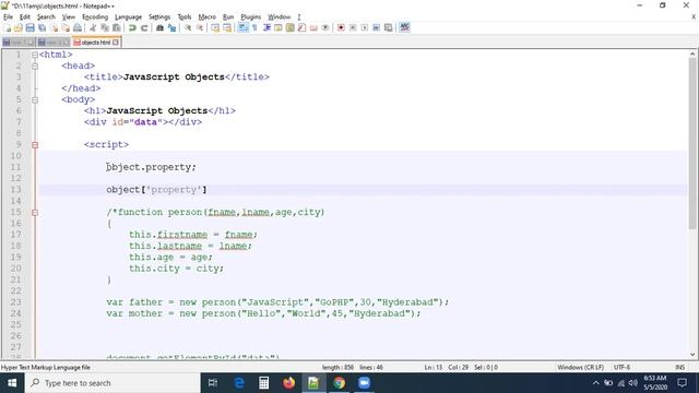 14 - JavaScript Objects | Creating Objects in JavaScript