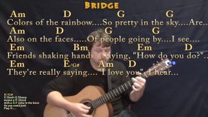 What A Wonderful World (Louis Armstrong) Guitar Lesson Chord Chart in G with Chords/Lyrics