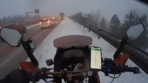 Surviving BLIZZARD on German Autobahn with Motorcycle in Winter! (very close call) BLACK ICE! /28