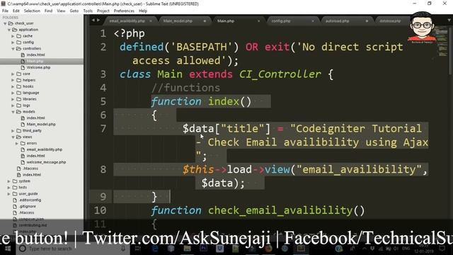 Codeigniter Tutorial - Check Email availability using Ajax & Jquery | Simple Example ??