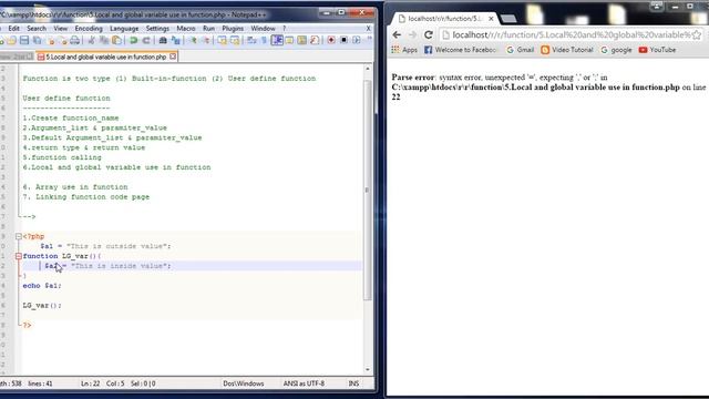 43. How to create Local and global variable use in function смотреть онлайн