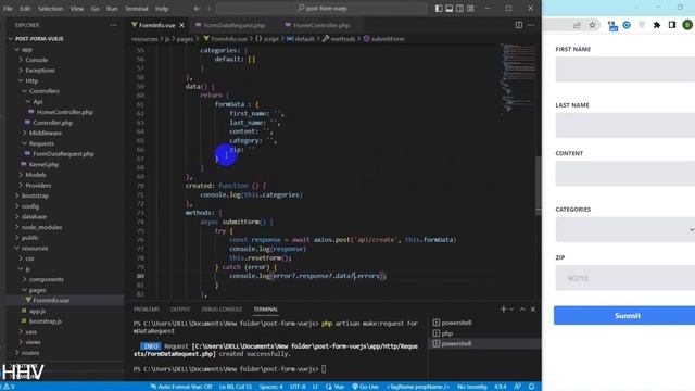 How to validate form vuejs and laravel