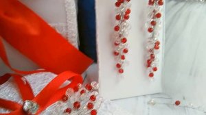 Набор украшений из хрустальных бусин в красном цвете. Плетение из проволоки | Jo Handmade