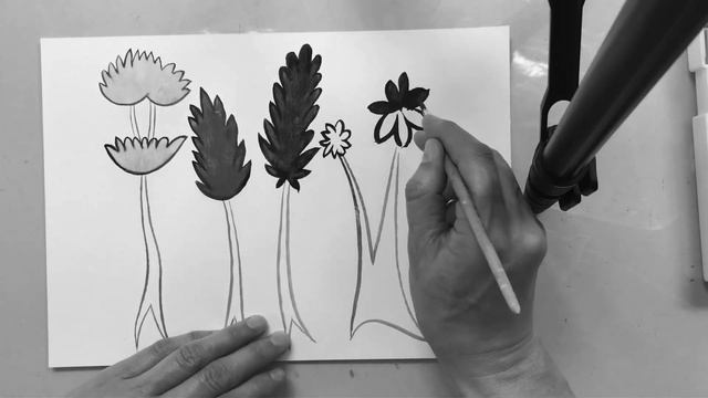 Упражнение "Декоративная растительность" для начинающих рисовать. смотреть онлайн