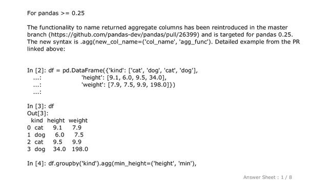 Pandas : Naming returned columns in Pandas aggregate function?