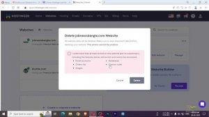 How to delete website from hostinger