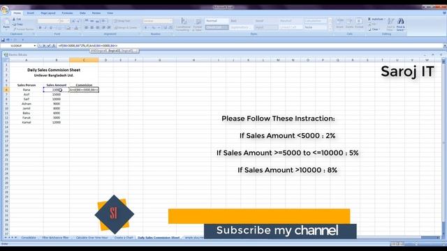 How to create Daily Sales Commissions Sheet In MS Office Excel 2007 Bangla Tutorial 1 смотреть онлайн