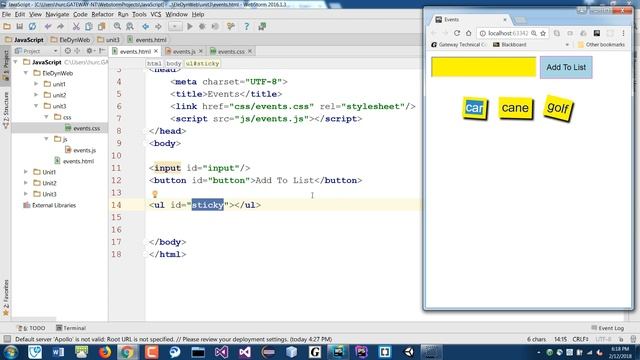 Part 2/2 - Add events and handlers in JavaScript (Elements of Dynamic Web Design)