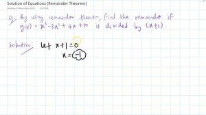 Mat133 - Remainder and Factor Theorem