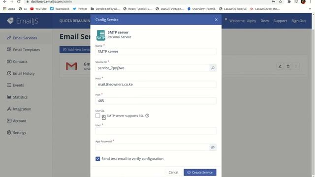 How to add your domain email service to EmailJs library. смотреть онлайн